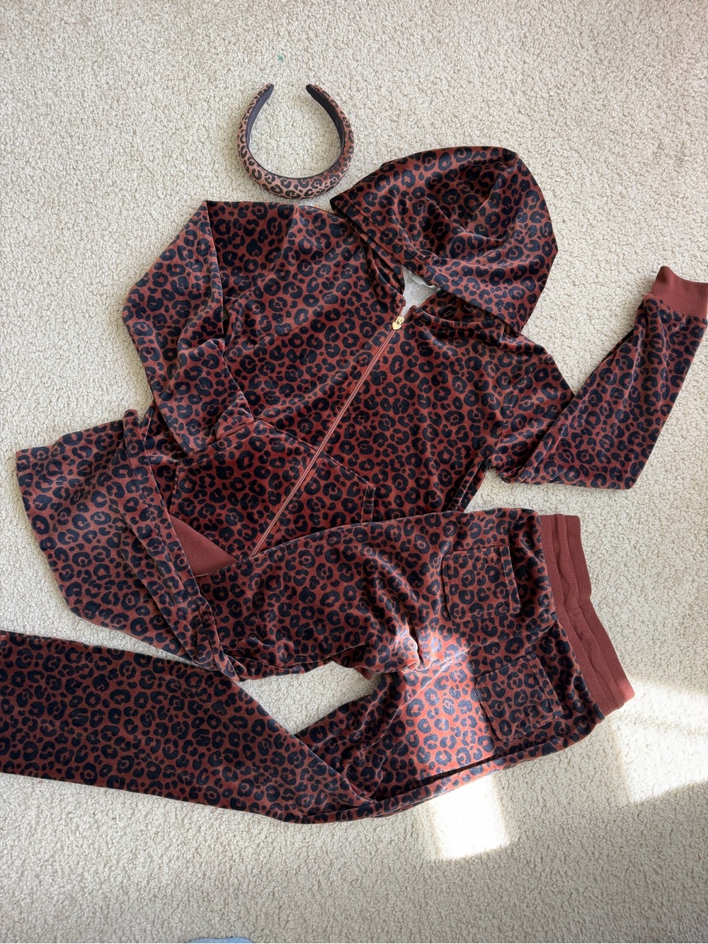 H&M Rust Leopard Zip-Up Hoodie